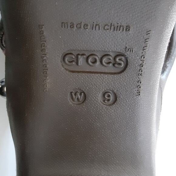 Crocs Cyprus IV Heel Sandals Womens 9 Espresso Strappy Block Heel Mushroom - Picture 9 of 9